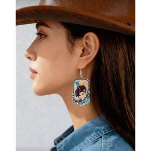 Western bronc rider turquoise inspired earrings • new!